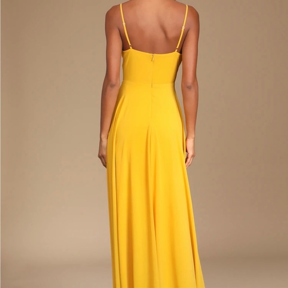 Cause for Commotion Golden Yellow Pleated Bustier Maxi Dress from Lulu’s - Picture 2 of 3